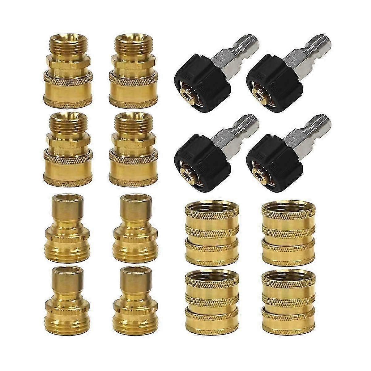 مجموعة محول غسالة الضغط 16 قطعة ، مجموعة فصل سريع ، M22 قطب إلى 3/8 بوصة اتصال سريع ، 3/4