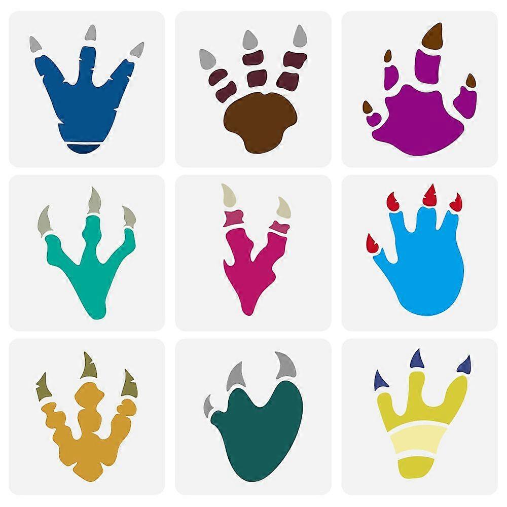 1Set 9Pcs 9 Styles PET Hollow Out Drawing Painting Stencils for DIY Scrapbook Photo Album Paw Print 150x150mm 9 styles 1pc/style 9pcs/set.