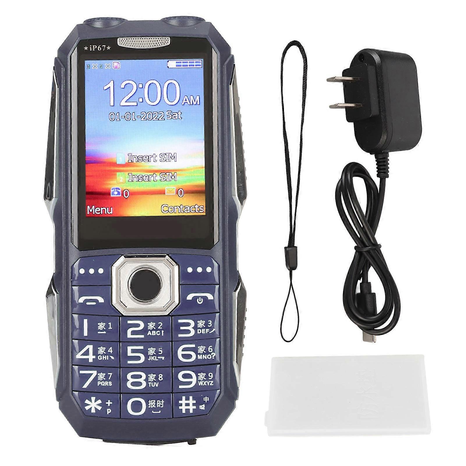 N503 Unlocked Mobile Phone, GSM 2G, IP67 Waterproof, Dual SIM Card, 3800mAh Battery, Big Button, 100-240V