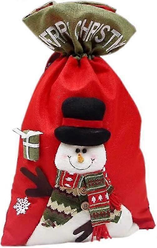 1pc Sac Cadeau Cordon De Nol Grand Sac Cadeau En Toile De Jute Pour Poupe Stro Sac De Rangement Cadeau(bonme De Neige De Nol),5355