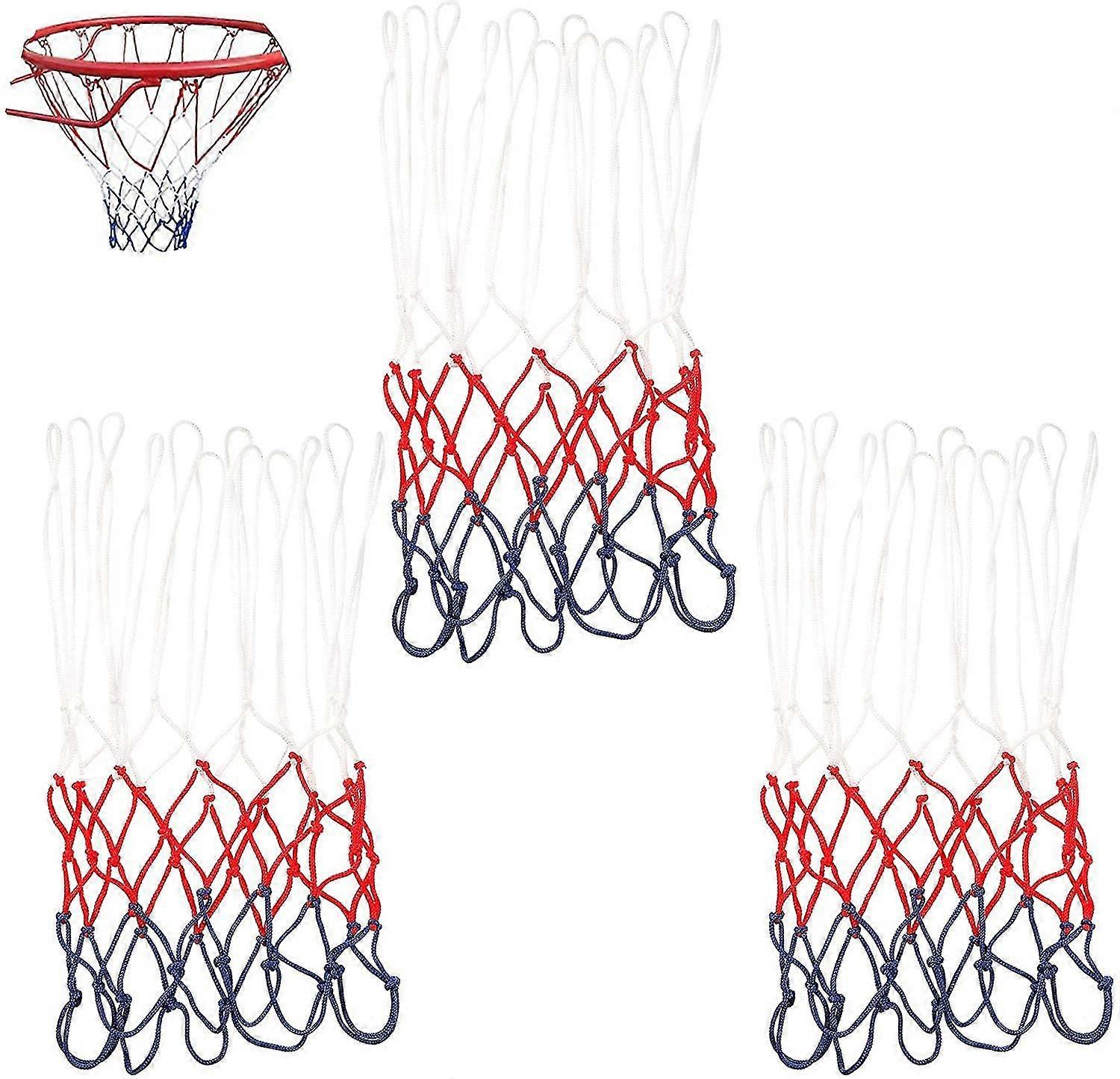 Pa Of 3 Professional Basketball Net, Basketball Replment Net, Ball Net For Standard Size Basketball Hoop, Net For Outdoor Basketball Hoop