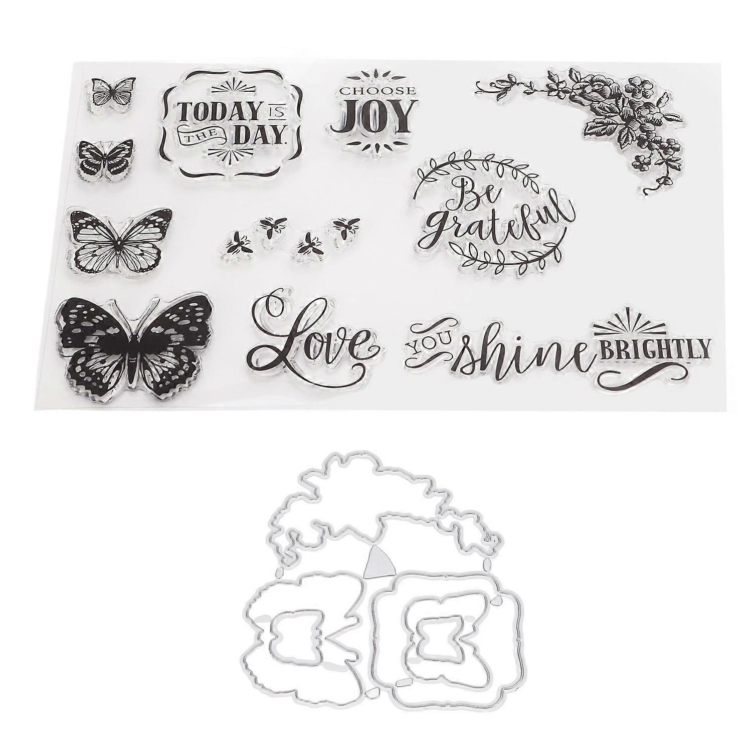 Clear Stamp Kit Unique Shape Decorative Transparent Template Embossing Cutting Die Set for DIY Scrap