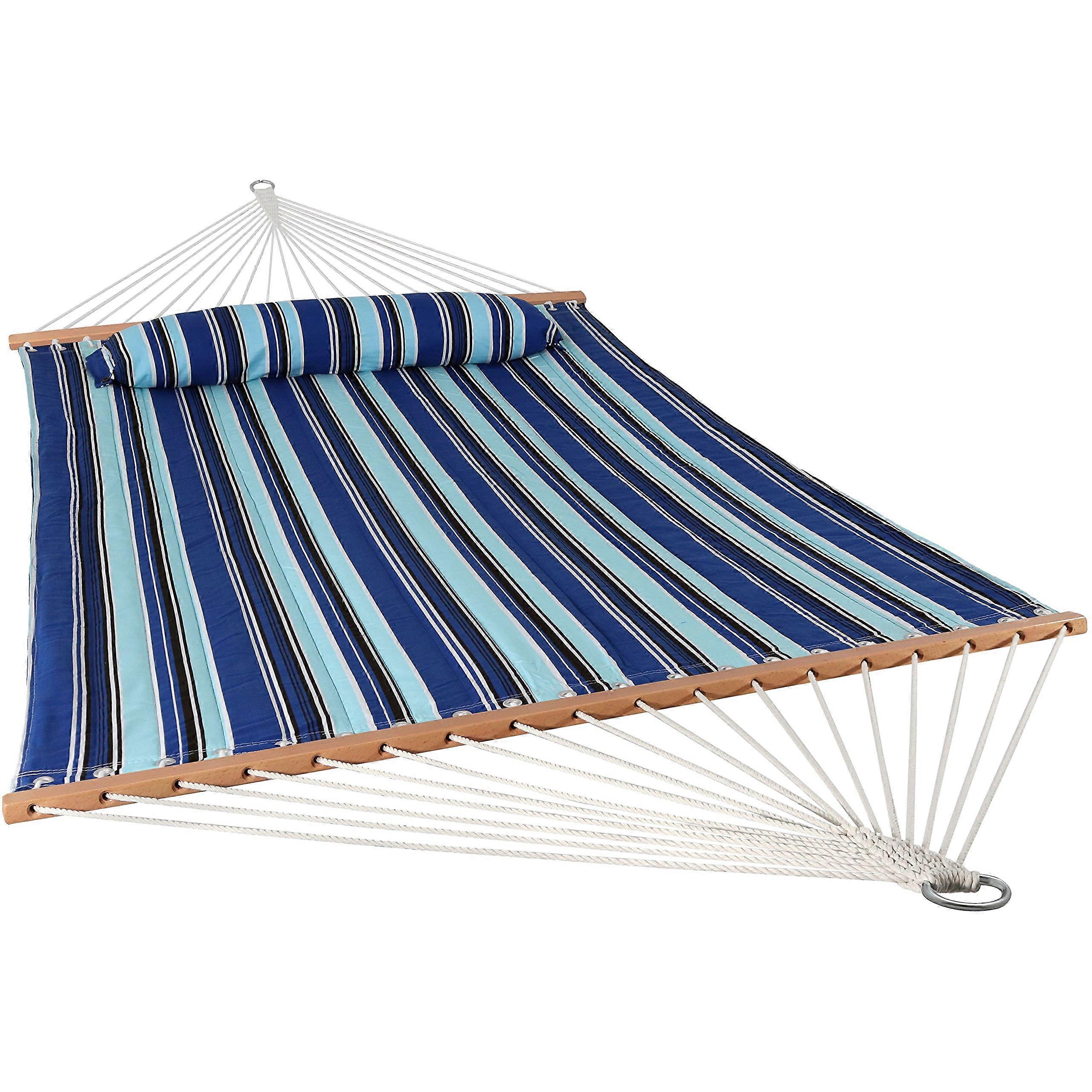 Quilted Double Hammock with Spreader Bars - Heavy-Duty 450-Pound Capacity for Outdoor Use