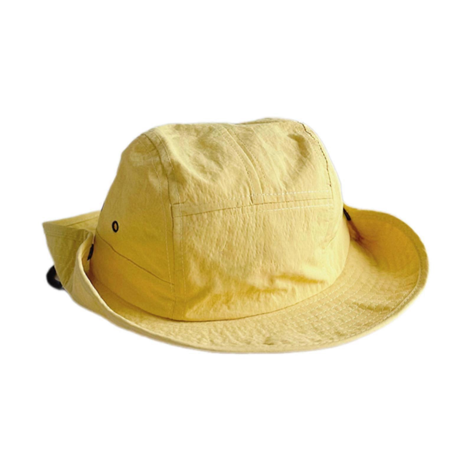 Kids Drawstring Fisherman Hat Drawstring Versatile Hat for Spring Breathable Hat Quick Drying Casual Sport Yellow