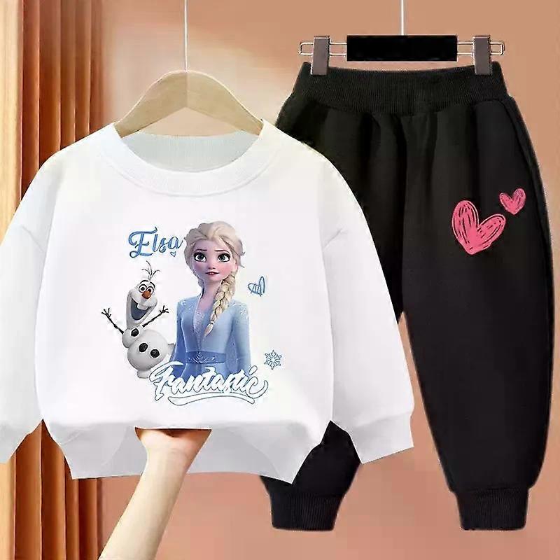 DISNEY Frozen Elsa Baby Girls Clothing Sets Spring Autumn New O Neck Hoodies Pant Two Piece Suit for Children Thin Tracksuit