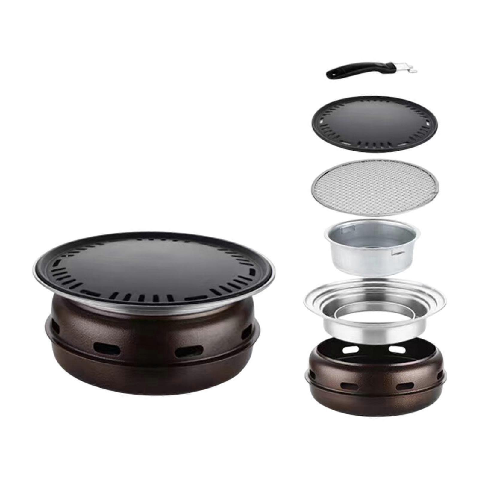 キャンプグリル炉、グリルパングリッドティーファイヤーファーネス付き韓国バーベキューグリル