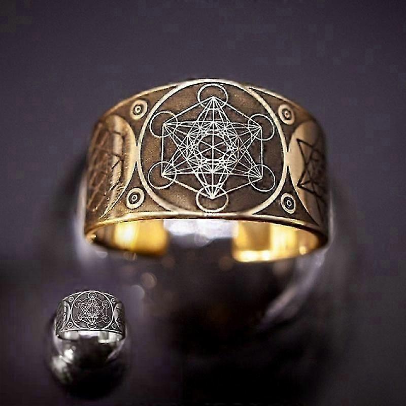 خمر ستة مدببة نجمة سليمان خاتم المحارب رئيس الملائكة ميتاترون تميمة الطوطم قابل للتعديل خاتم تميمة مجوهرات