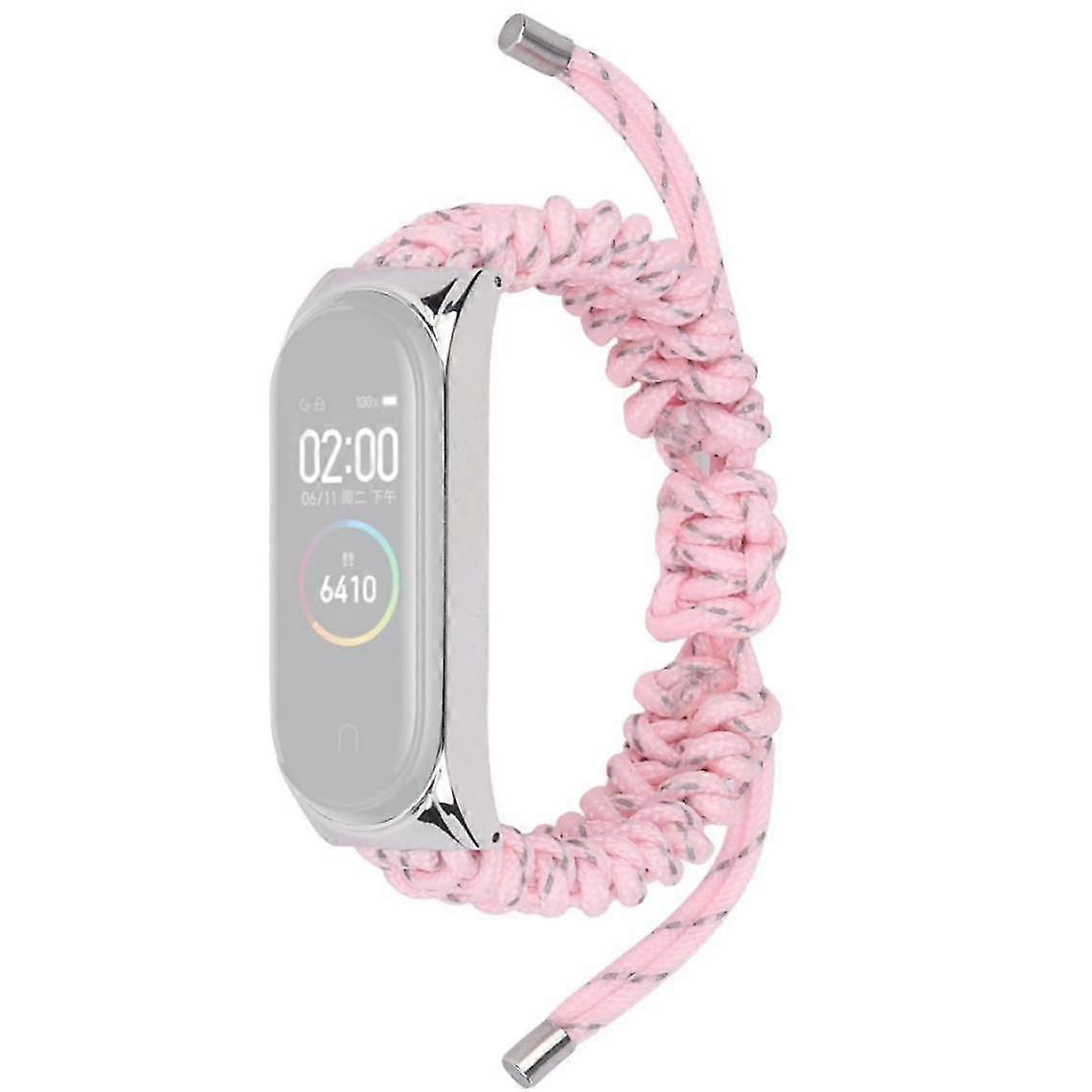 Adjustable Drawstring Nylon Strap Pink For Xiaomi Mi Band 3/4