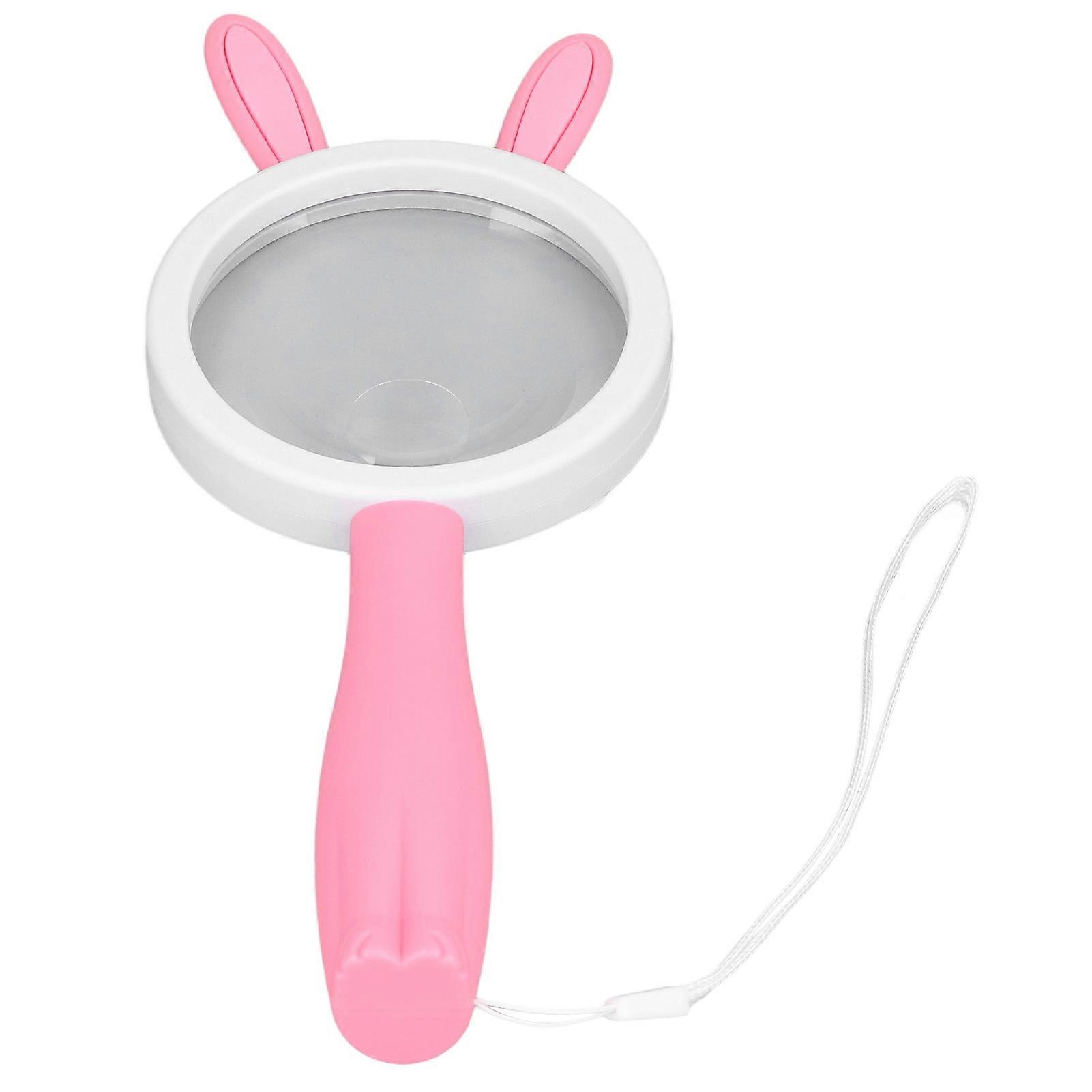 Magnifier Plastic Handle Cartoon Pink Rabbits Handheld HD ABS Comfortable Grip Reading Magnifying Glass