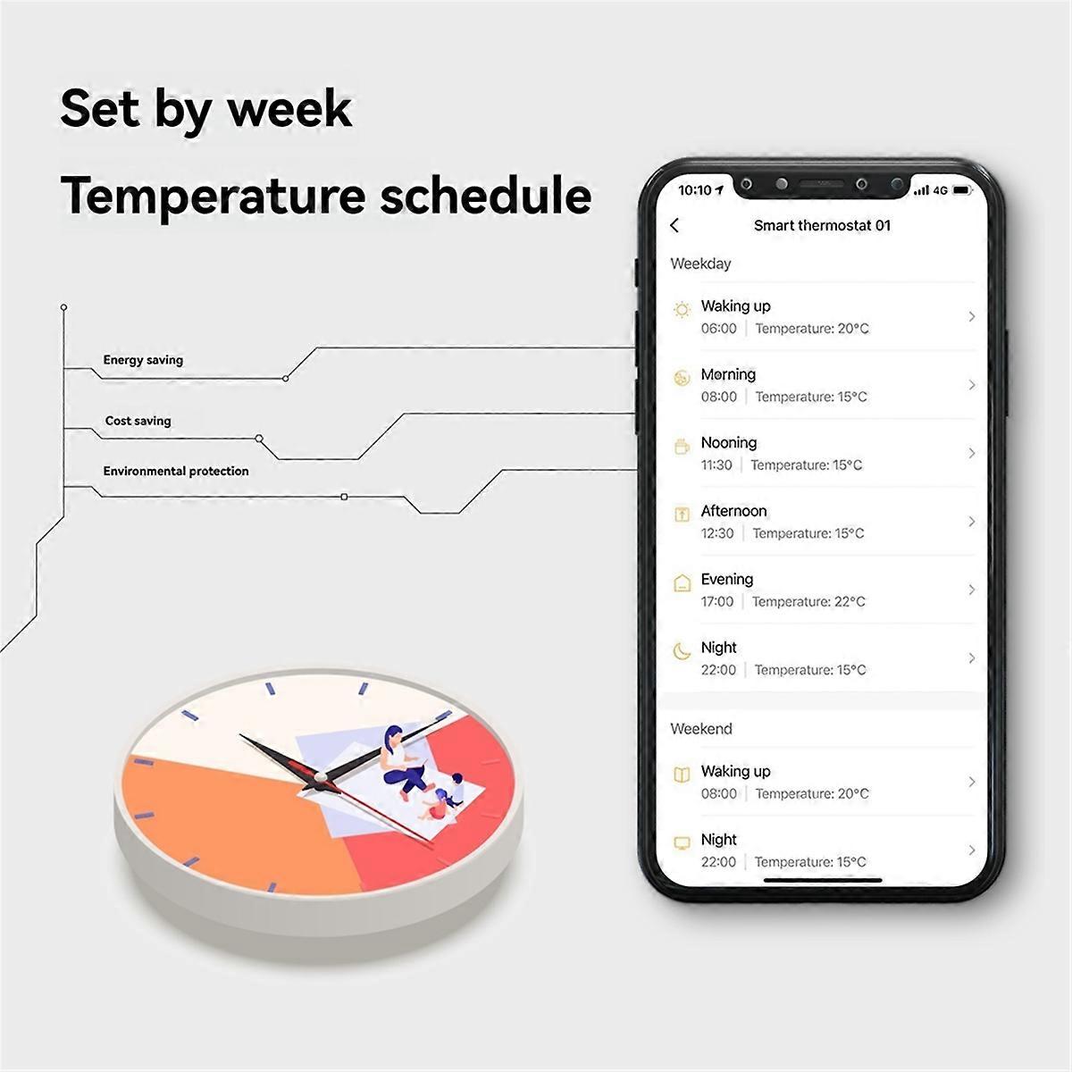 Tuya WiFi Thermostat Room Temperature Controller Electric Floor Heating Thermostat LED Touch Temper