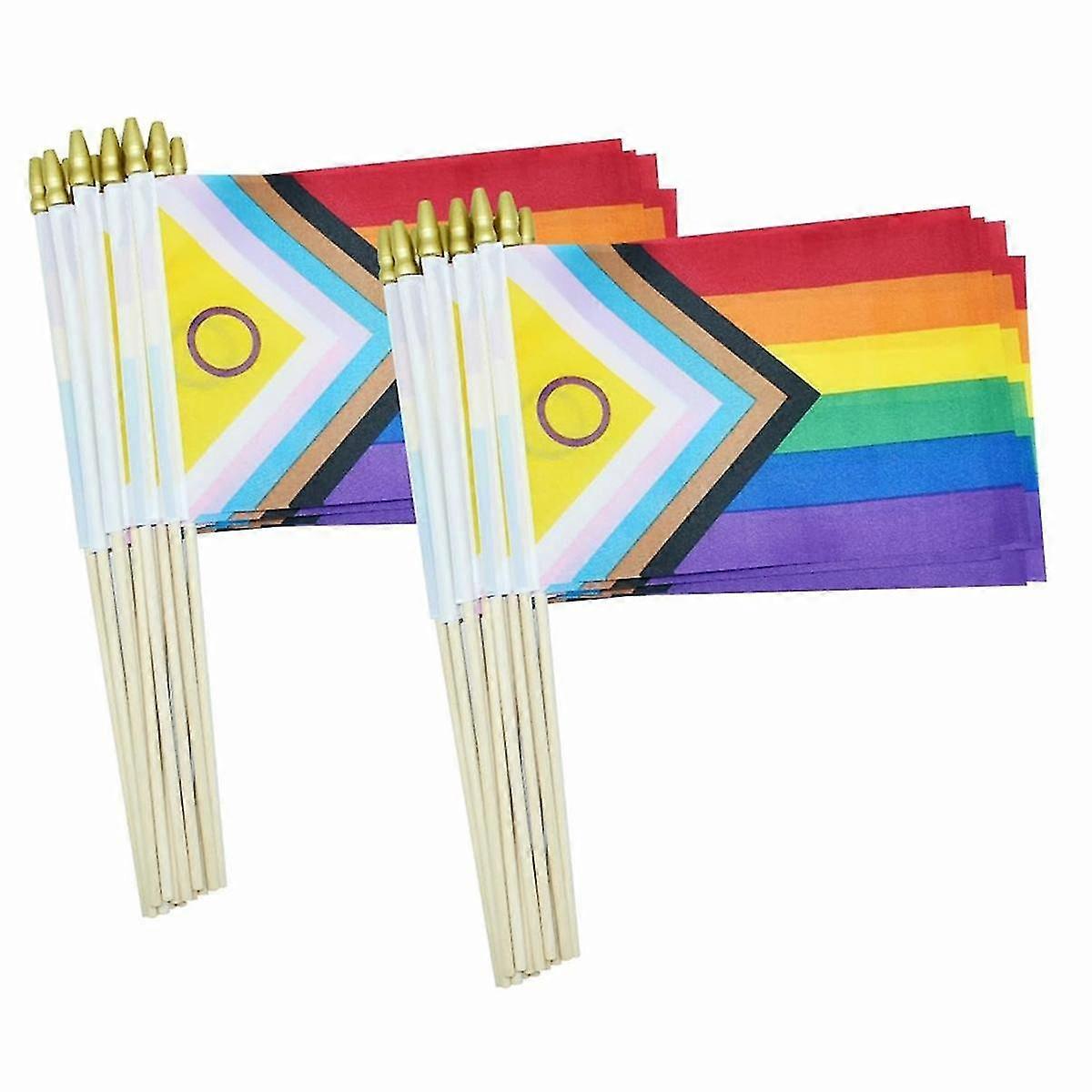 Pacote com 50 Bandeiras de Mão do Orgulho Intersexual Arco-íris, Mini Bandeiras LGBTQ+ 5x8 Polegadas