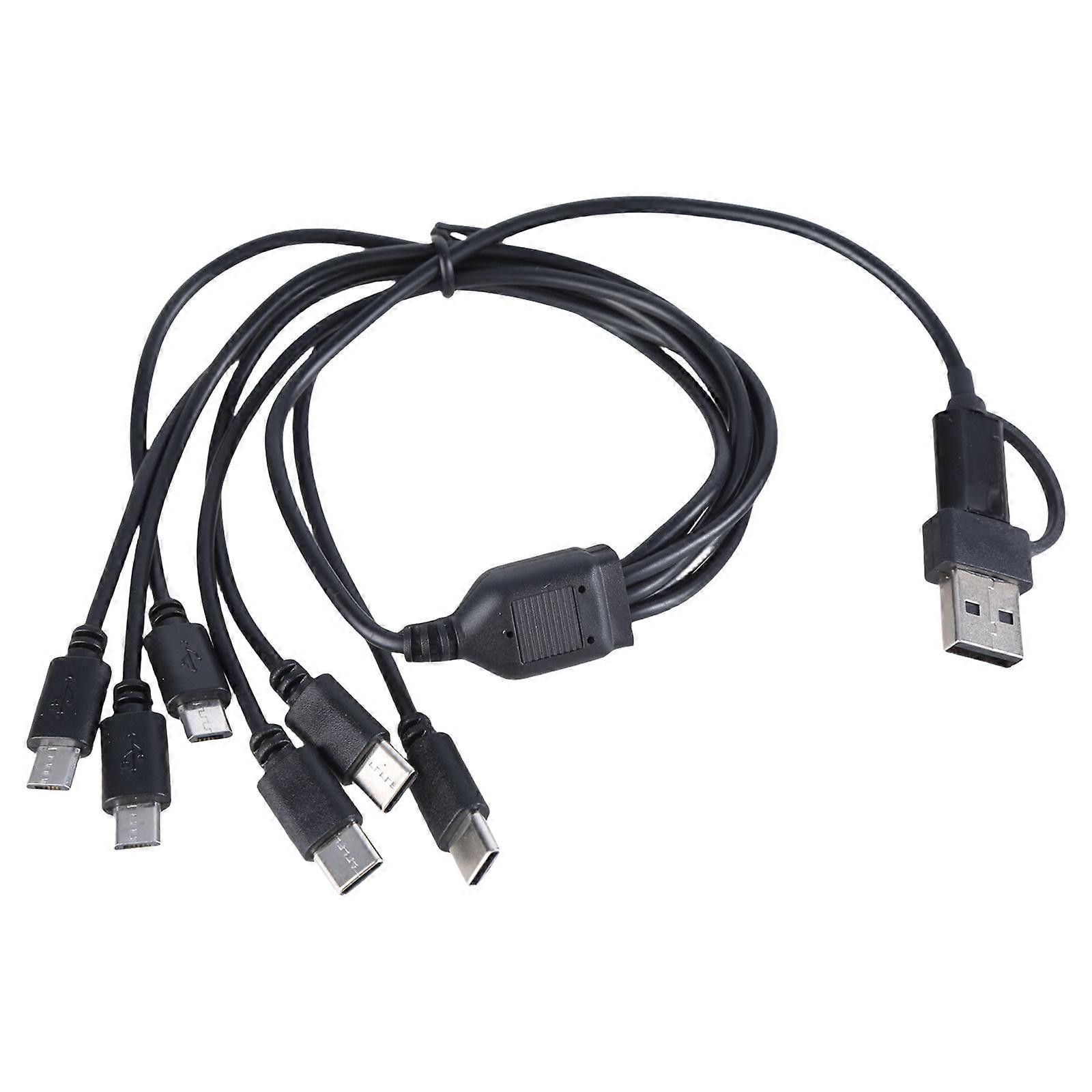 Universal 6Way Multi Charging Cable USB Type C and USB Power Cable for Multiple Devices for Home and Travel