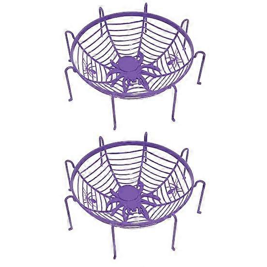 2Pcs Spider Web Candy Baskets Fruit Plates Large Capacity Bright Color Not Easily Deformed Halloween Party Plates