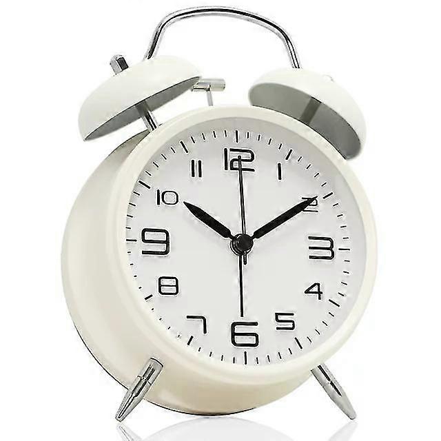 Twin Bell Alarm Clock, Retro Alarm Clock Table Clock With Night Light, Non-Ticking Metal Frame 3D Dial Alarm Clock With SnoozeScvvd