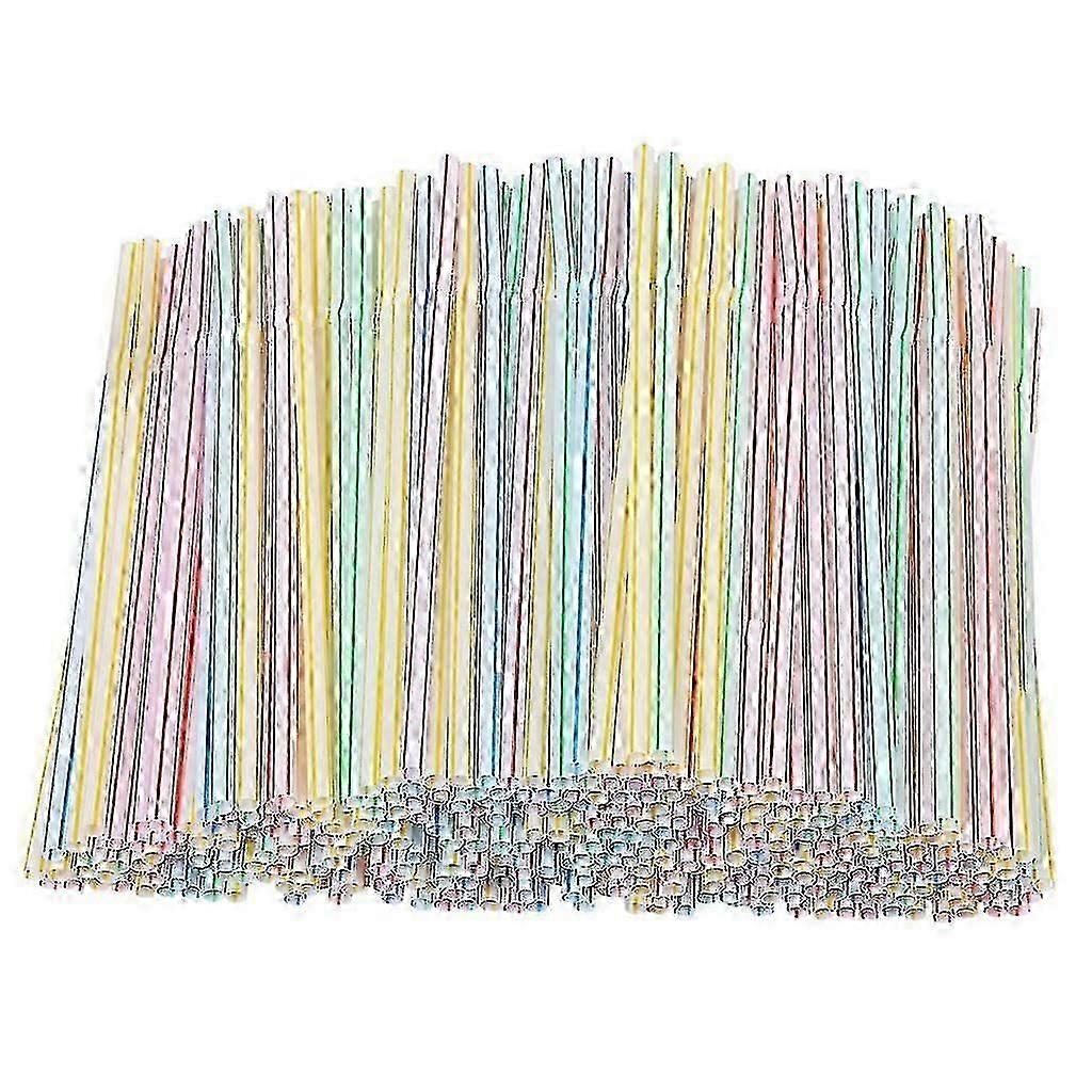 200 Pieces Plastic Drinking Straws 8 Inches Long Multi-Colored Striped