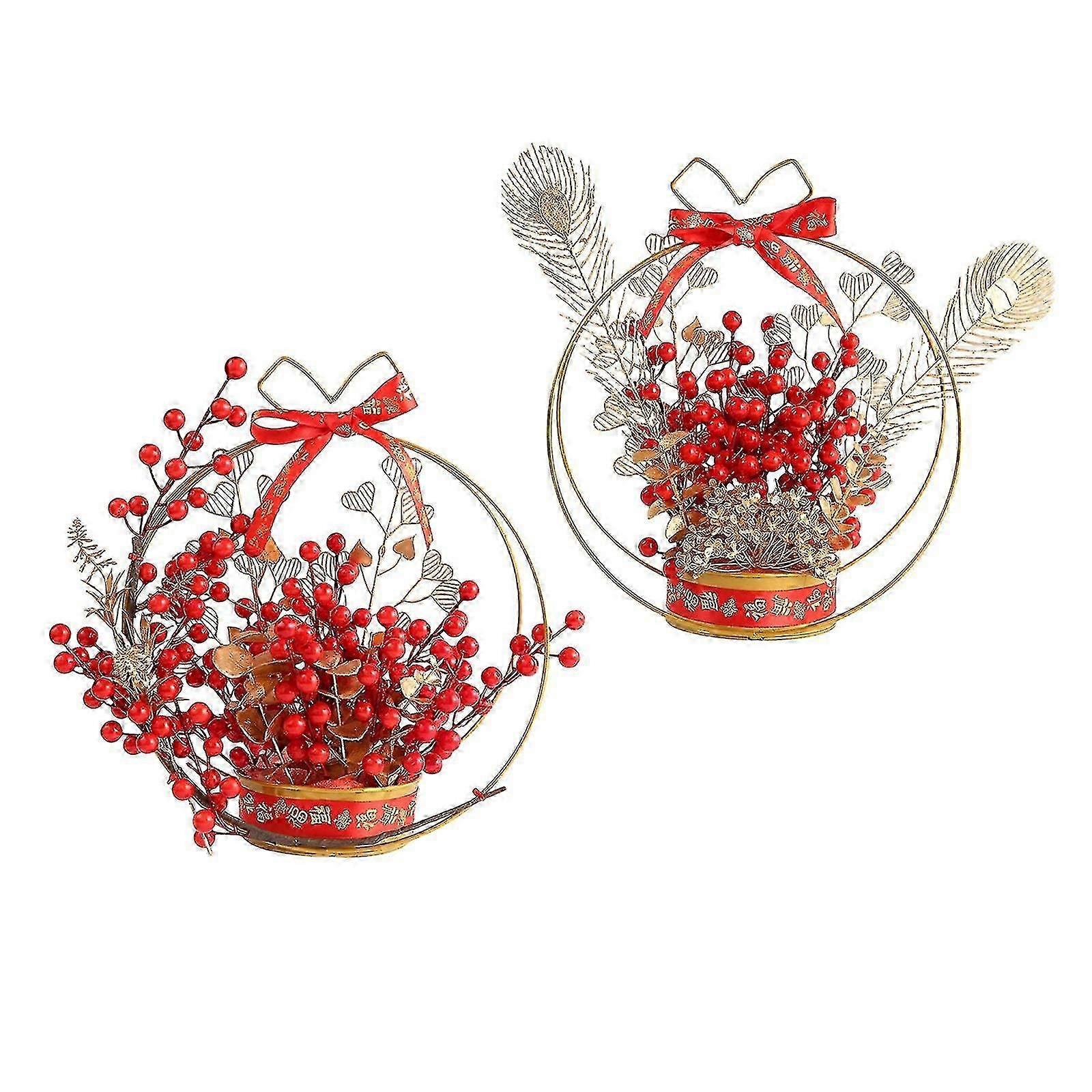 2x سلة زهرة زخرفة الباب معلقة عيد الربيع نمط ب ونمط أ