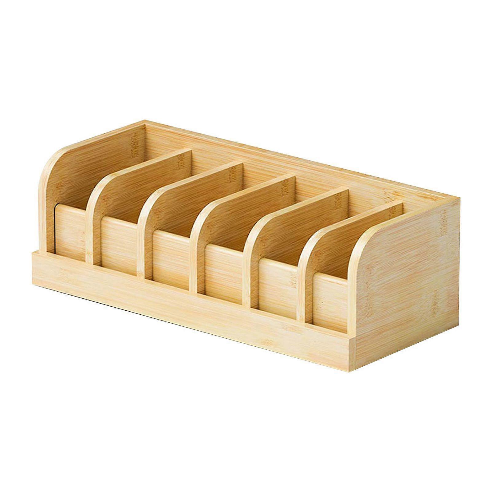 Belt Display Box Multiple Compartments Smooth Edge Burr Free Wooden 6-Layer Belt Storage Case Desktop Organizer