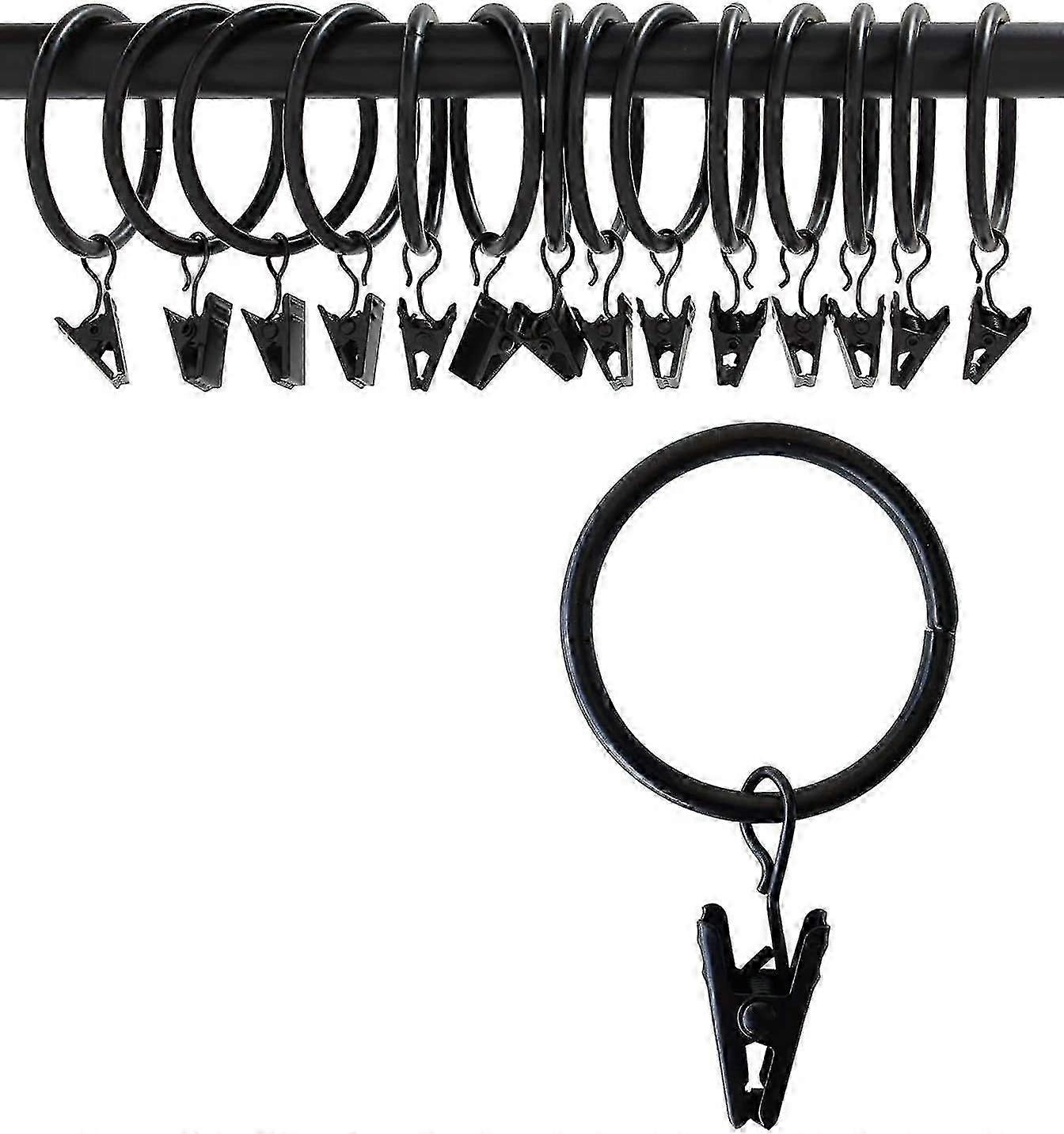 Drapery Curtain Clips With Rings 50mm, Set Of 16 - Rustproof Matte Stainless