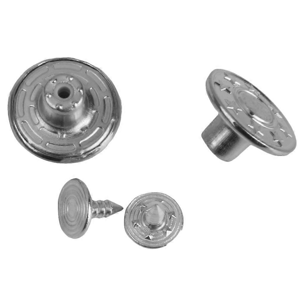 50 Sets 17mm Copper Hammer Press Stud Snap Buttons for Denim Jeans with Tack