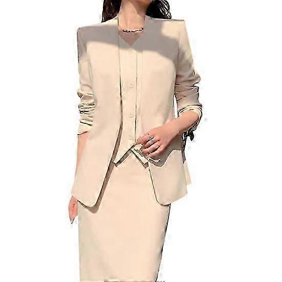 2 db/készlet Női öltöny Kabát szoknya szett Formális üzleti stílus Hosszú ujjú Nyitott kabát Magas derekú Vékony szabás A-vonalú Midi szoknya Outfit-Yvan