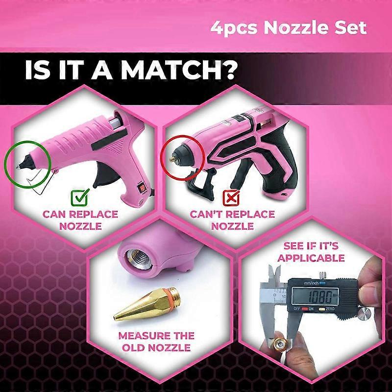 Power Fine Tip Glue GunCopper Nozzles for Hot Glue 4Pcs Copper Nozzle