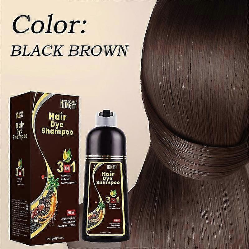 Hajfesték sampon, Instant 3 az 1-ben hajfesték sampon szürke fedéshez, tartós hajszín gyógynövényes természetes növényi hajfesték sampon nőknek és férfiaknak