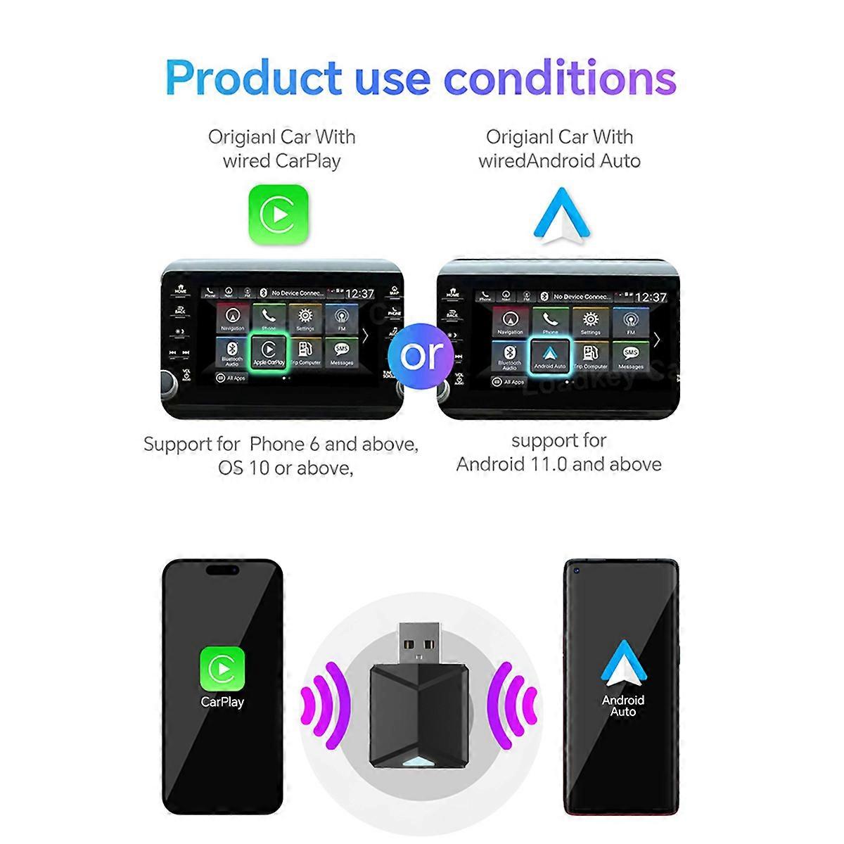 Car Wireless Carplay&Android Auto Box CarPlay Android AUTO Adapter
