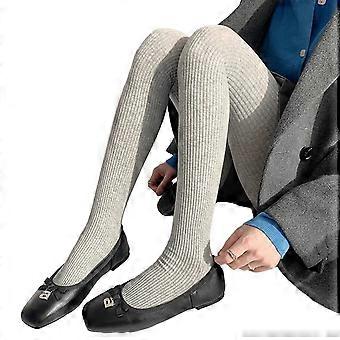 Women Winter Fall Solid Color Ribbed Striped Cotton Tights Stockings Thicken Warm Sweater Pantyhose Leggings Hosiery  Milky white