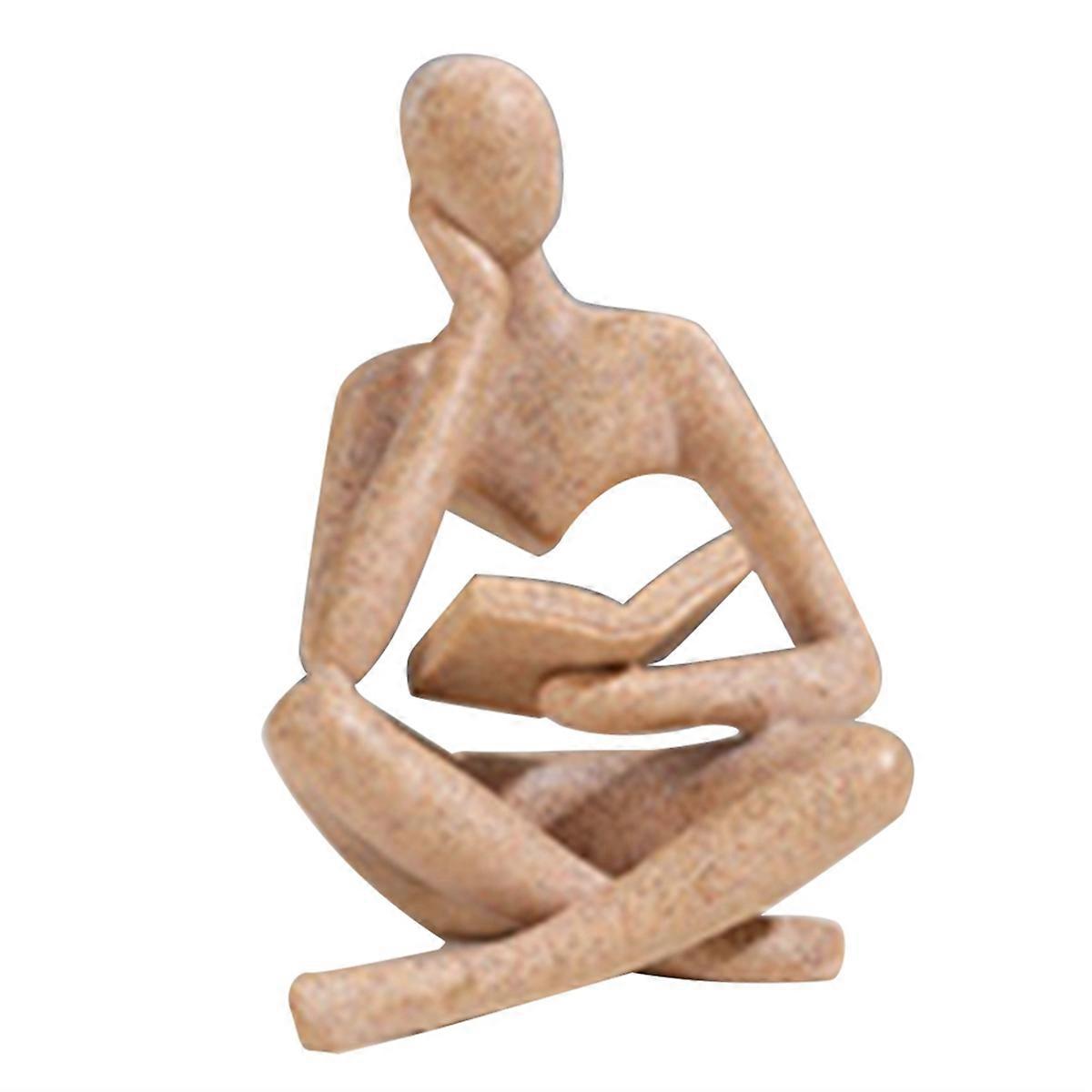 Sandstone Thinkers Resin Statue Reading Ornament,B