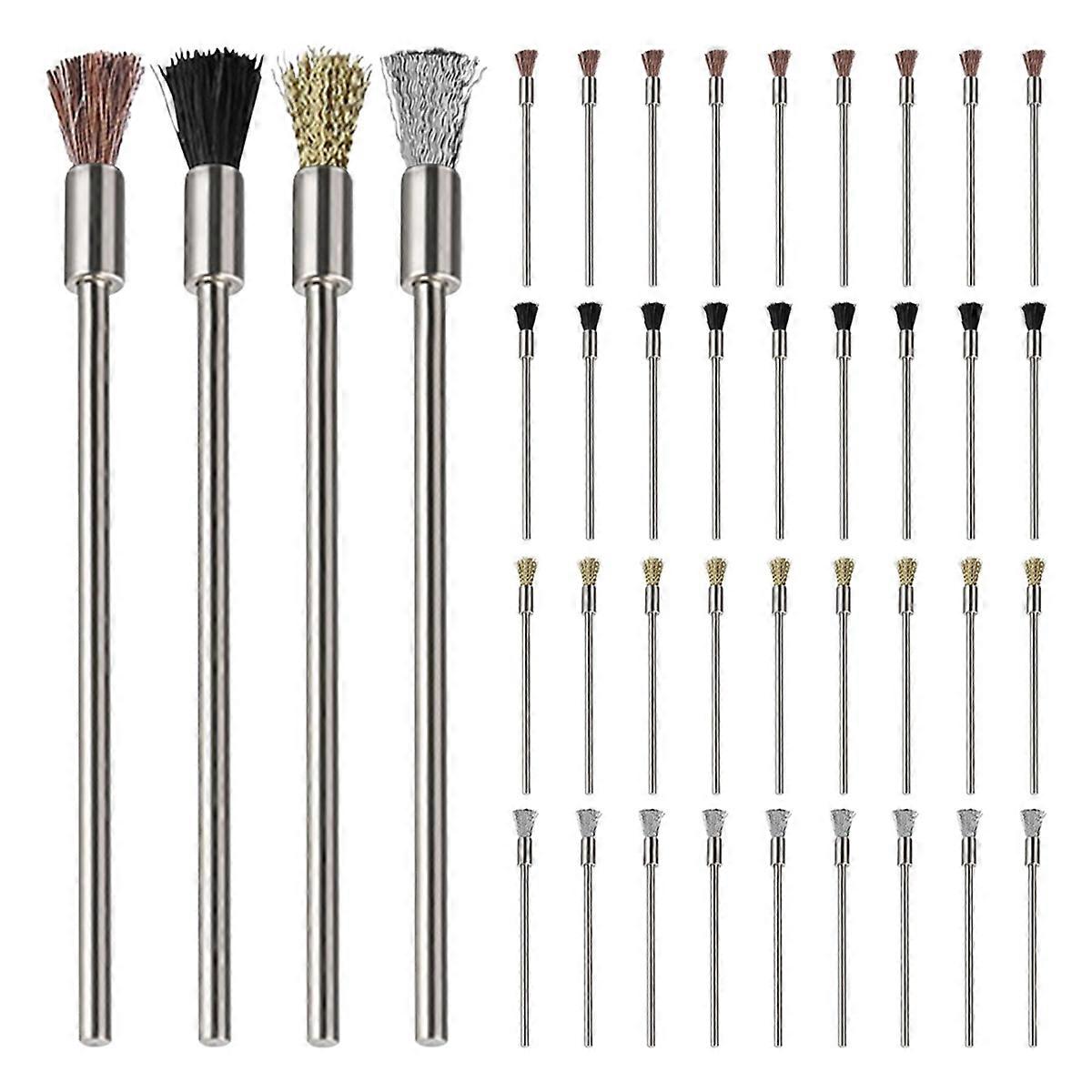 40Pc Extended Wire Brush for Cleaning, 3mm Mandrel Rust Paint Removal