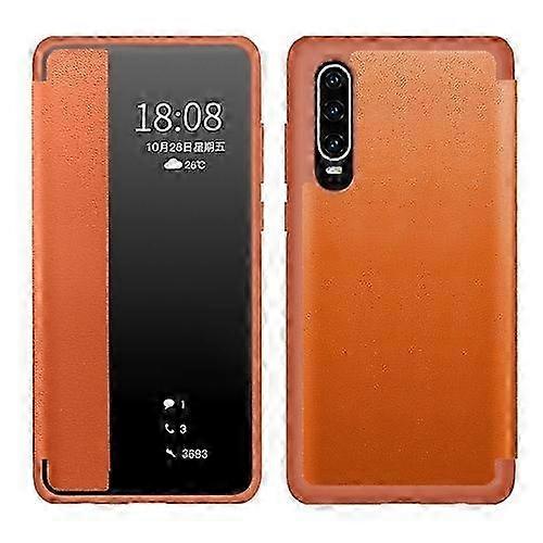 Compatible with Huawei P30 Pro Magnetic Side Window View Shockproof Horizontal Flip Leather Smart Ca