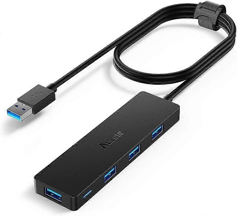 USB Hub 3.0 Splitter with 4-Port Expansion and 4ft Long Cable for PC, Laptop, Mac Mini, iMac, PS4 and More