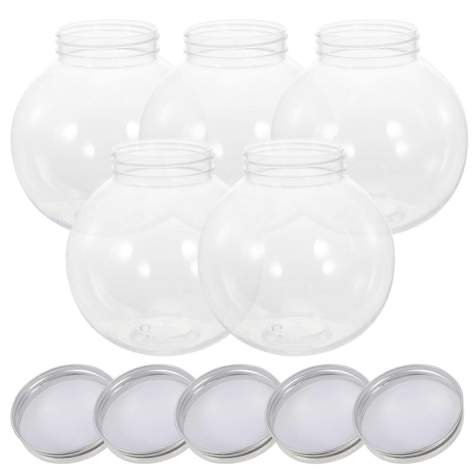 5 Pcs Round Transparent Candy Jars for Candy Storage, Clear Plastic Containers, 500ml Capacity, Kitchen Organization