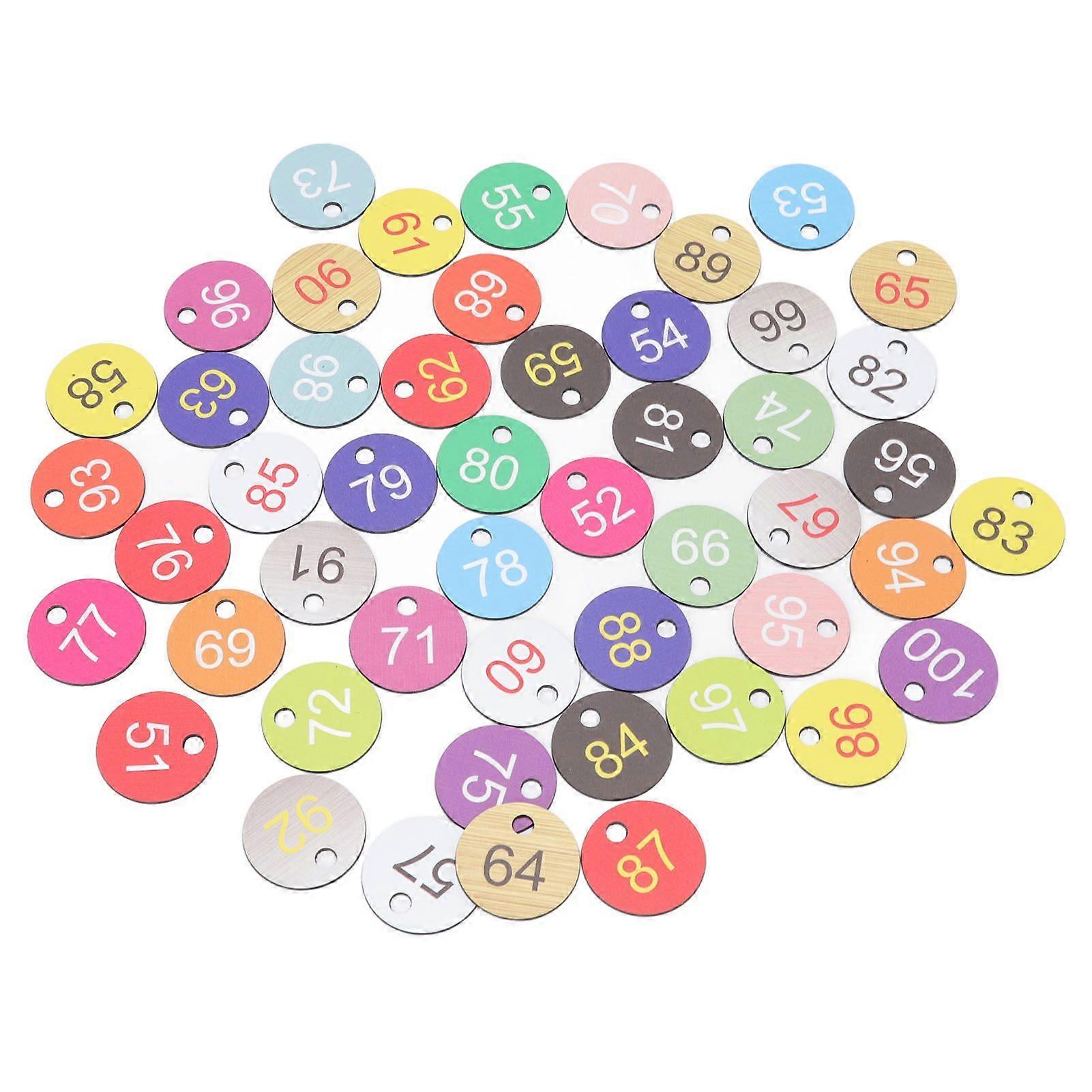 50Pcs στρογγυλές πλαστικές ετικέτες αριθμών πλαστικές ετικέτες αριθμών για μελισσοκομία κτηνοτροφία 51-100