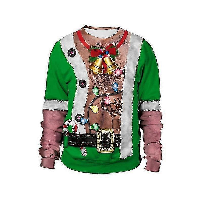 Erkek ve Kadın Çirkin Noel Kazak Komik Sweatshirt Uzun Kollu Kazak Üstleri