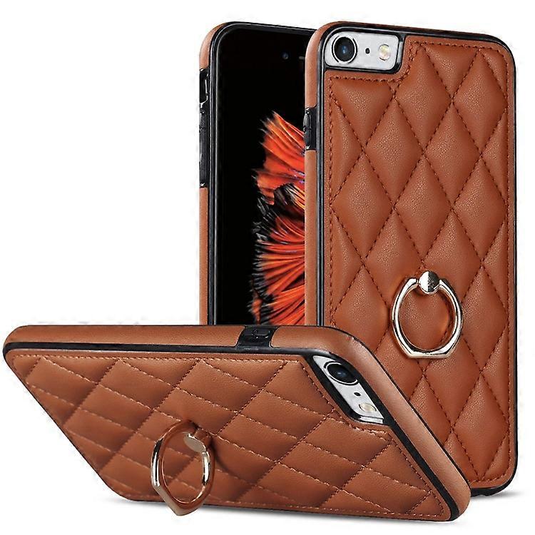 Compatível Para iPhone SE (2020) / SE (2022) / 7 / 8 4.7 polegadas PU Couro + TPU Capa Protetora Impressa Rhombus Grid Pattern Rota