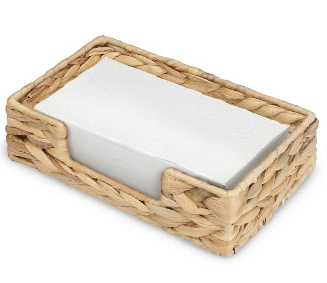 Disposable Guest Towel Napkin Basket Rectangular Rattan Wicker Holder for Parties, Events, and Home Use