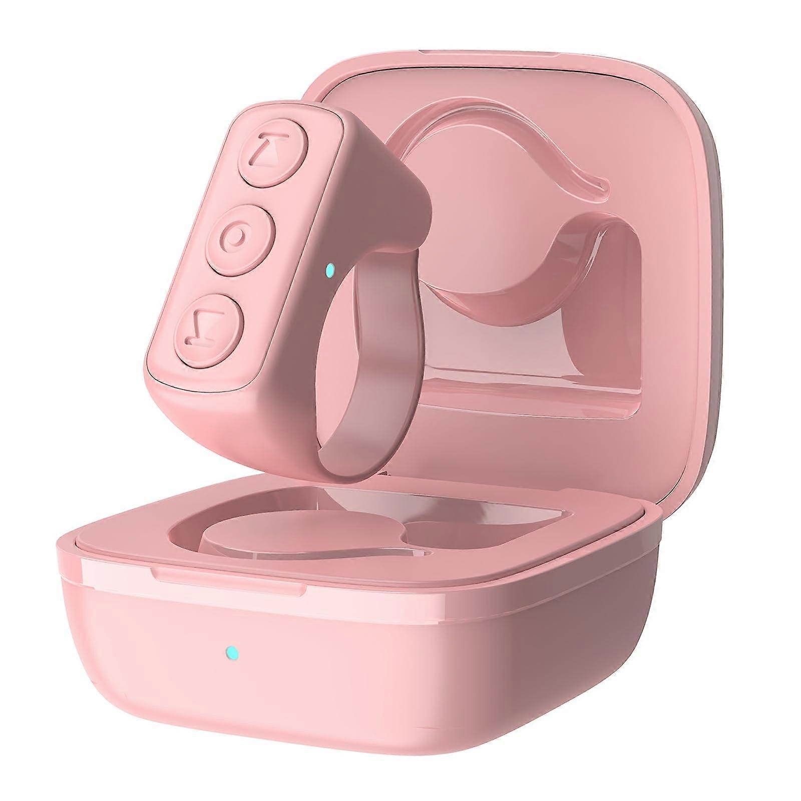 Scrolling Ring for iPhone/Android, Bluetooth Page Turner Compatible with Kindle App, Camera and Music Player - Pink