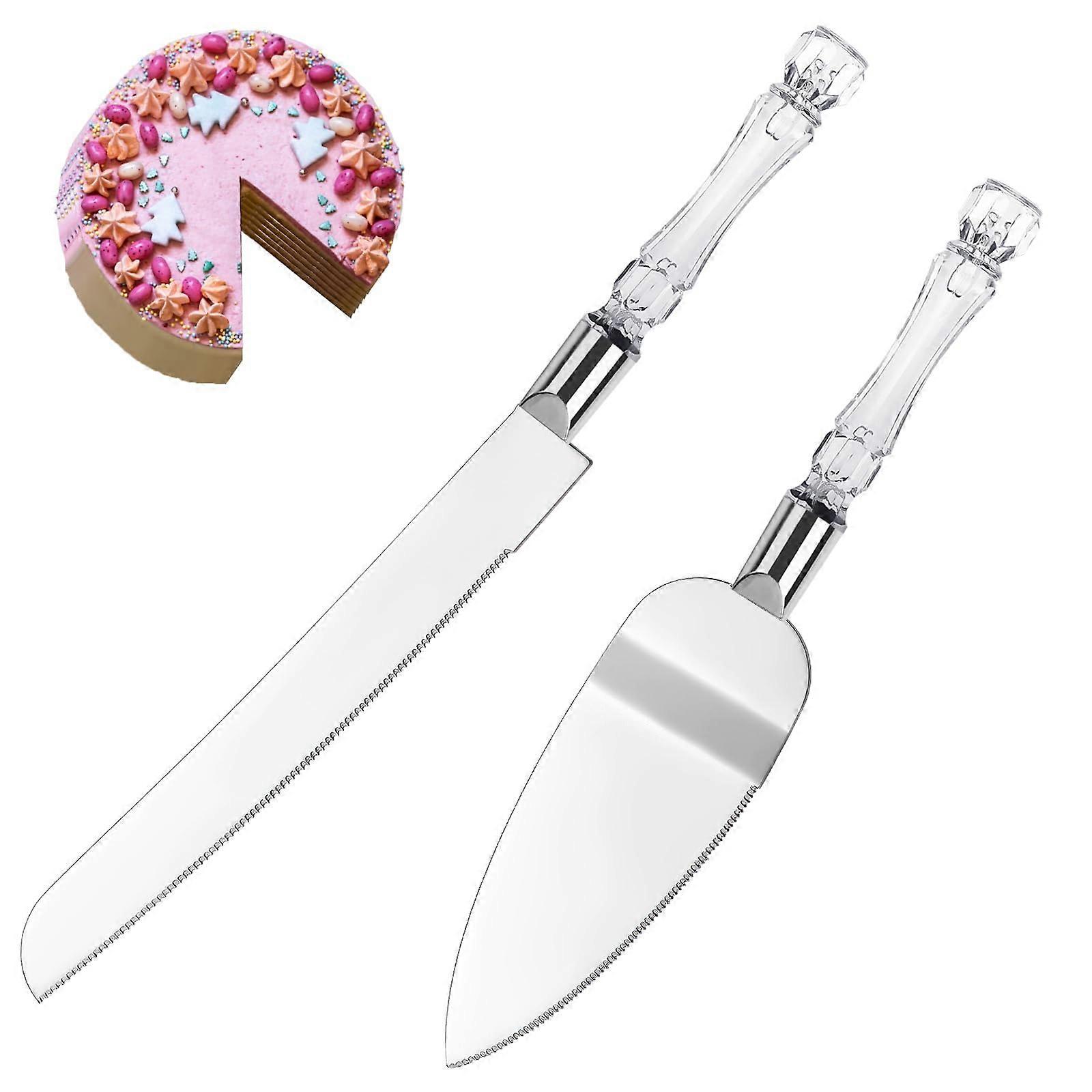 Cake Knife and Server Set 2-Piece Wedding Cake Serving Utensils With Stainless Steel Knives
