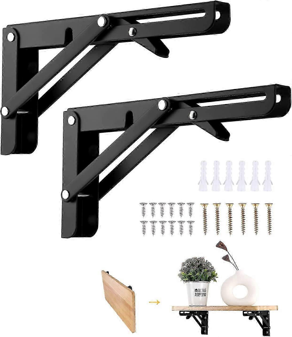2pcs Black Folding Console Stand, Heavy Duty Retractable Folding Console Stand