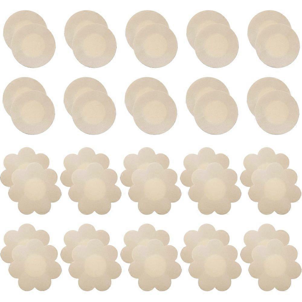 Tripetals® 20 Paare unsichtbare Nippelabdeckung wasserdichte Einweg Brust Aufkleber Nippel Cover Nippelpads - Round&Flower