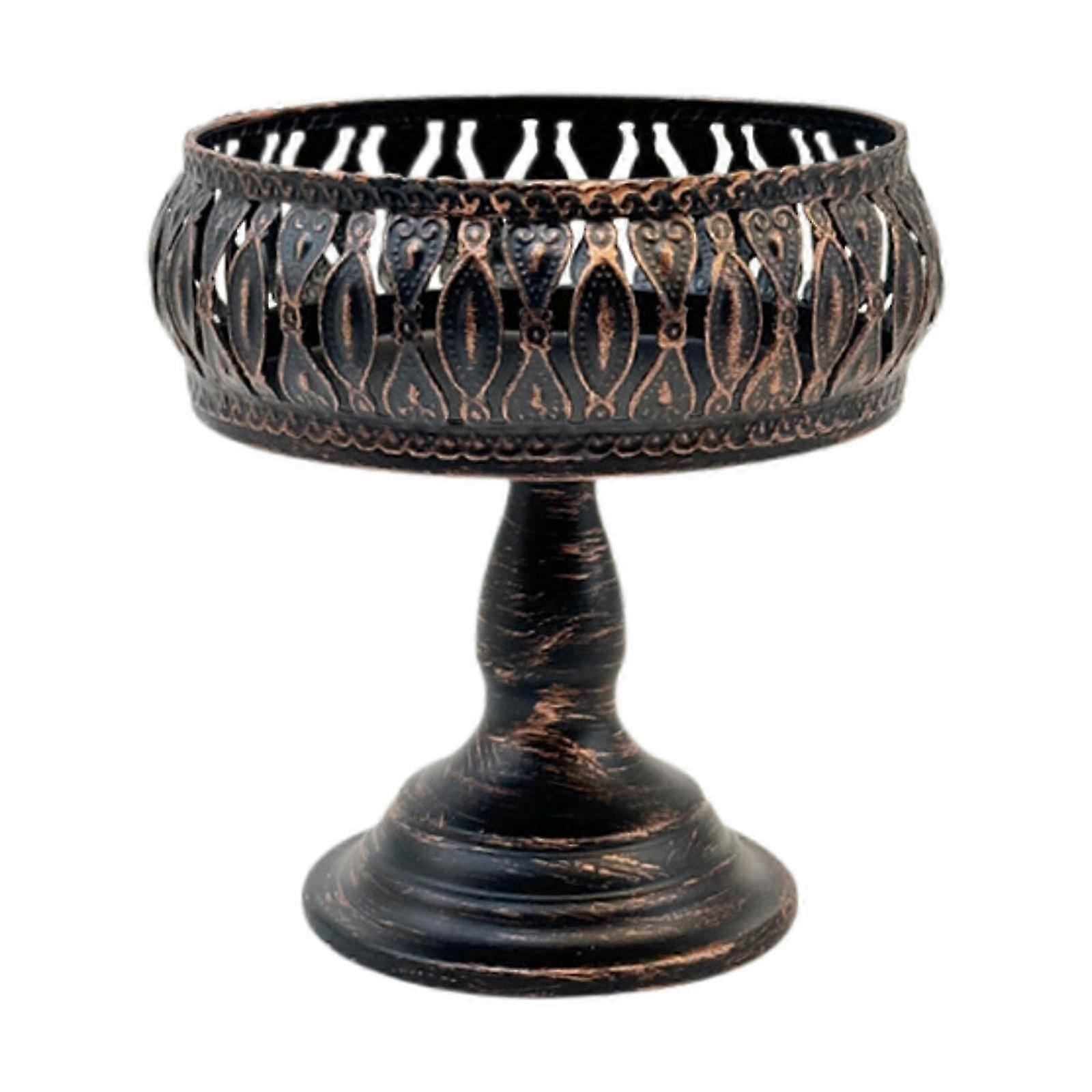 Iron Fruit Bowl Stand with Handle, Serving Basket for Vegetables Bread Snacks, Decorative Kitchen Container Plate