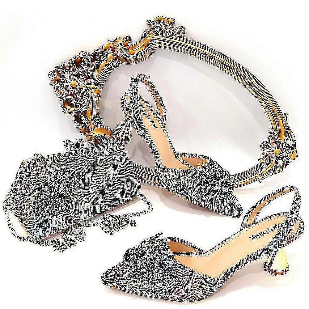 İtalyan Tasarım Ayakkabı Ve Çanta Seti Yüksek Kaliteli El Yapımı Bayan Ayakkabı Eşleştirme El Çantası