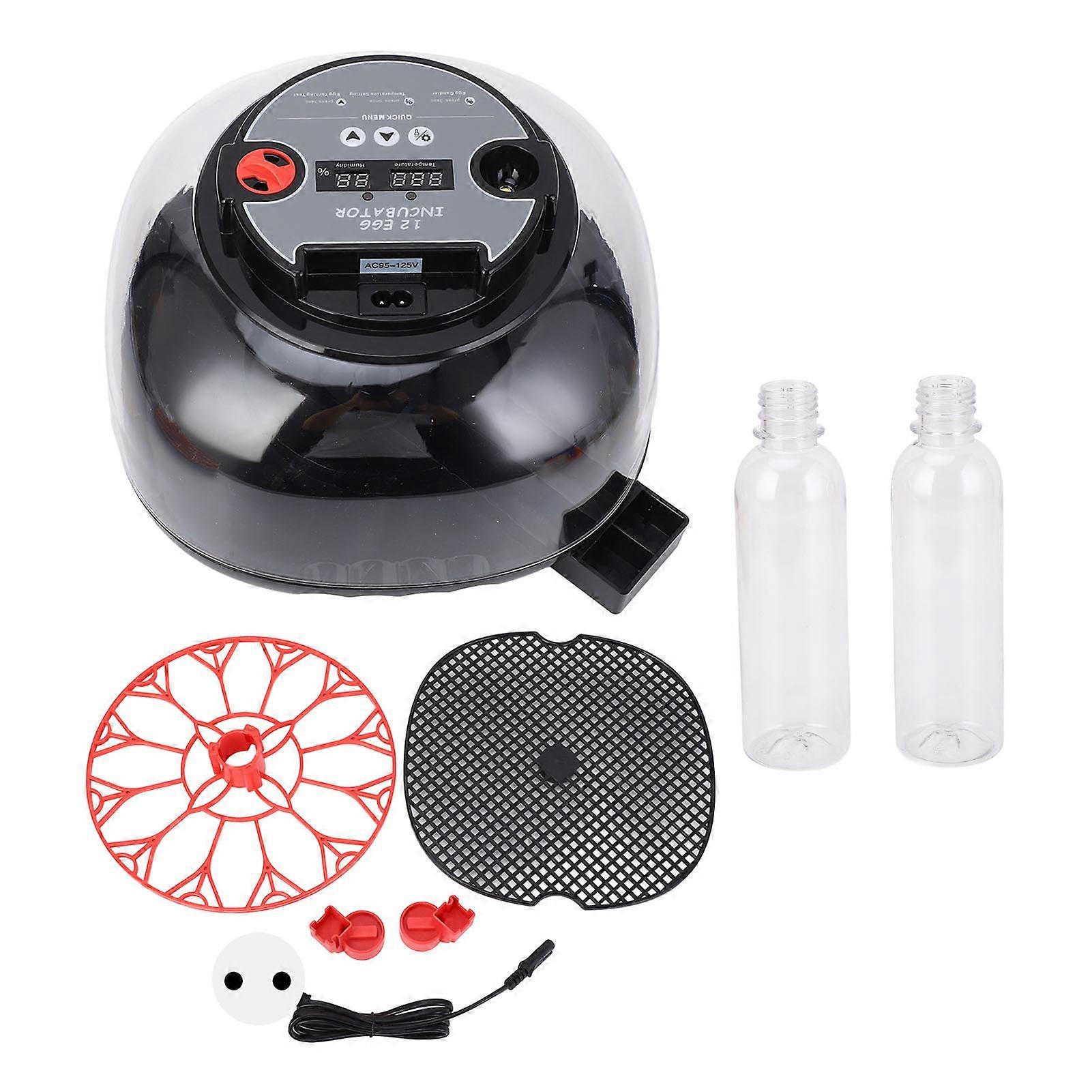 12 Eggs Incubator ABS PET Poultry Hatching Machine with Automatic Egg Turning Candling Watering Temperature Control for Chickens Goose Duck