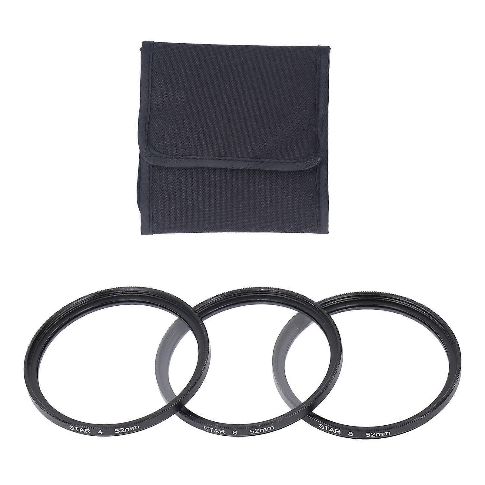 Star Lens Set 52mm Adjustable Effect Filter 4 6 8 Points with Thin Aluminum Alloy Frame for DSLR Camera