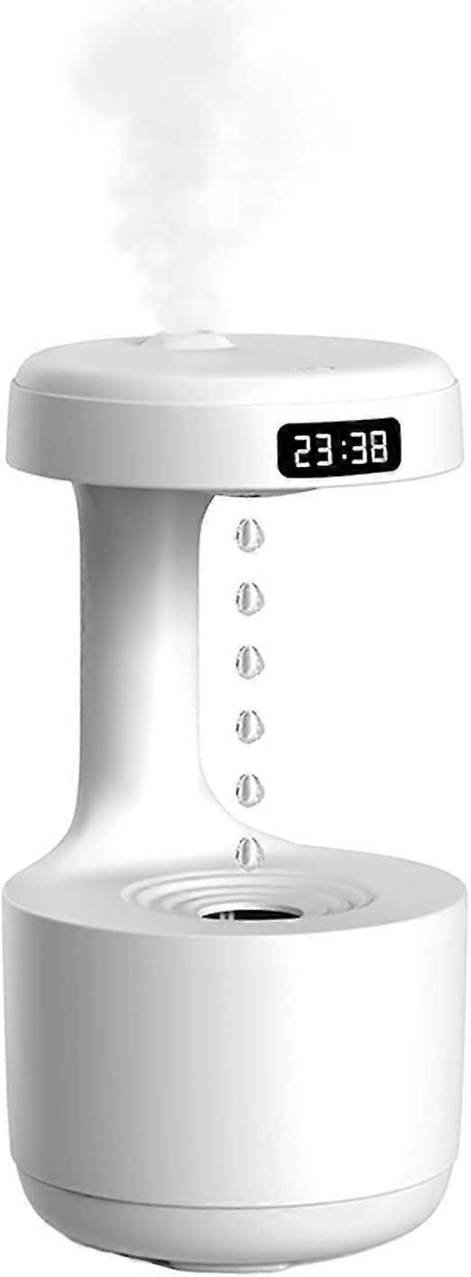 Counterflow Anti-Gravity Humidifier with Clock Water Drop Backflow Aroma Diffuser, 800ML Cold Mist Humidifier LED Display Night Light, 8H Timer Power-