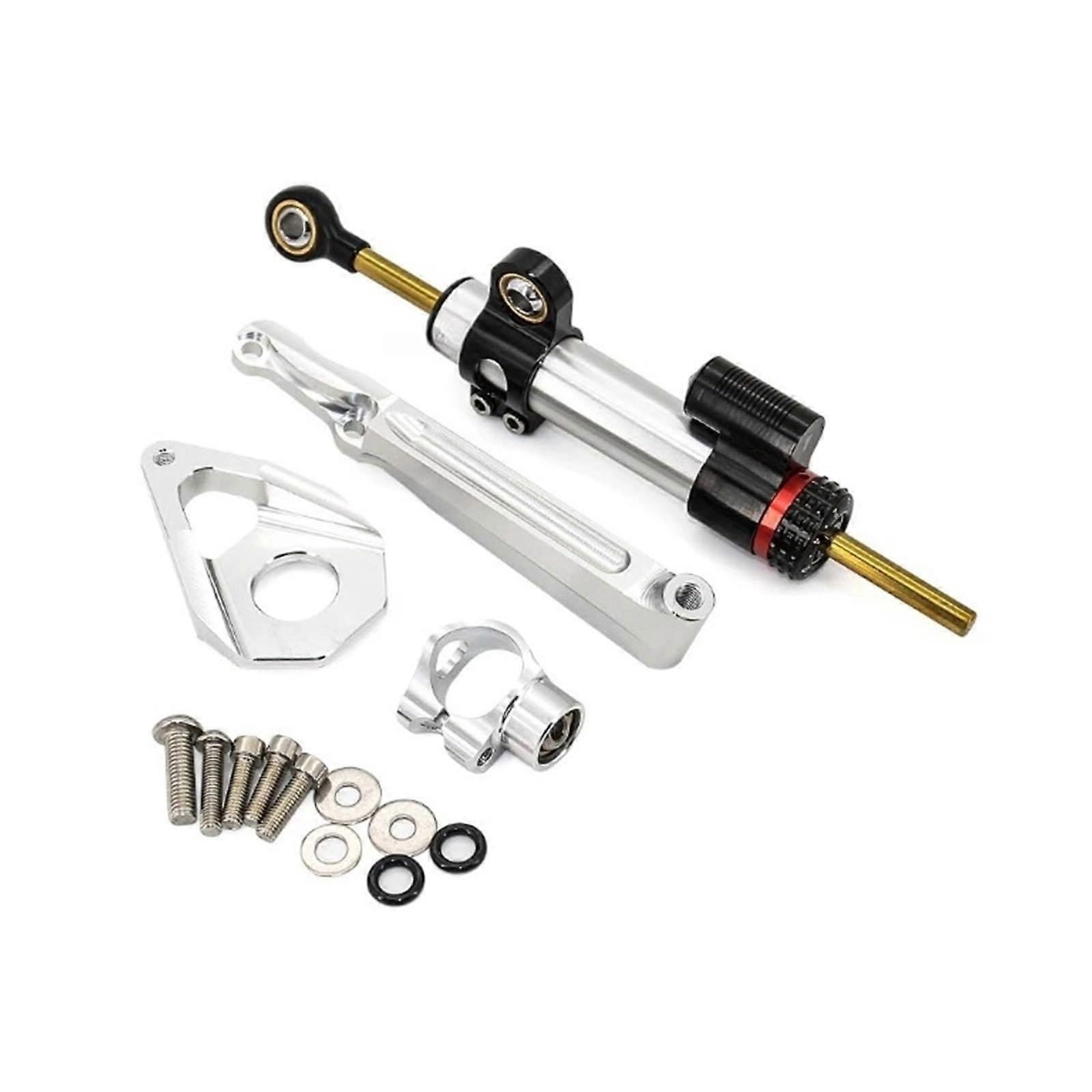 Motorcycle Stabilizer Steering Damper Bracket Mount Kit Compatible With Honda CBR600RR CBR 600RR CBR 600 RR 2005 2006 Damper Support Kit(Silver set)
