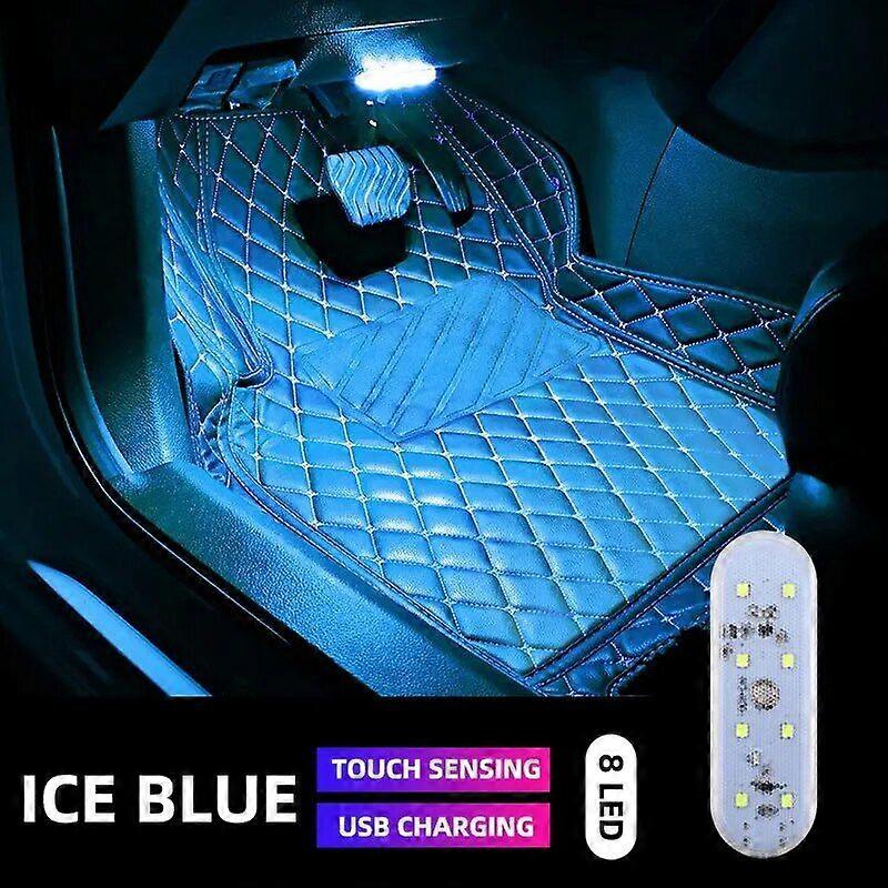 1pcs Touch Sensor LED 8 LED Ambient Light Car Interior Roof Reading Lamp Wireless USB Rechargeable Atmosphere Light