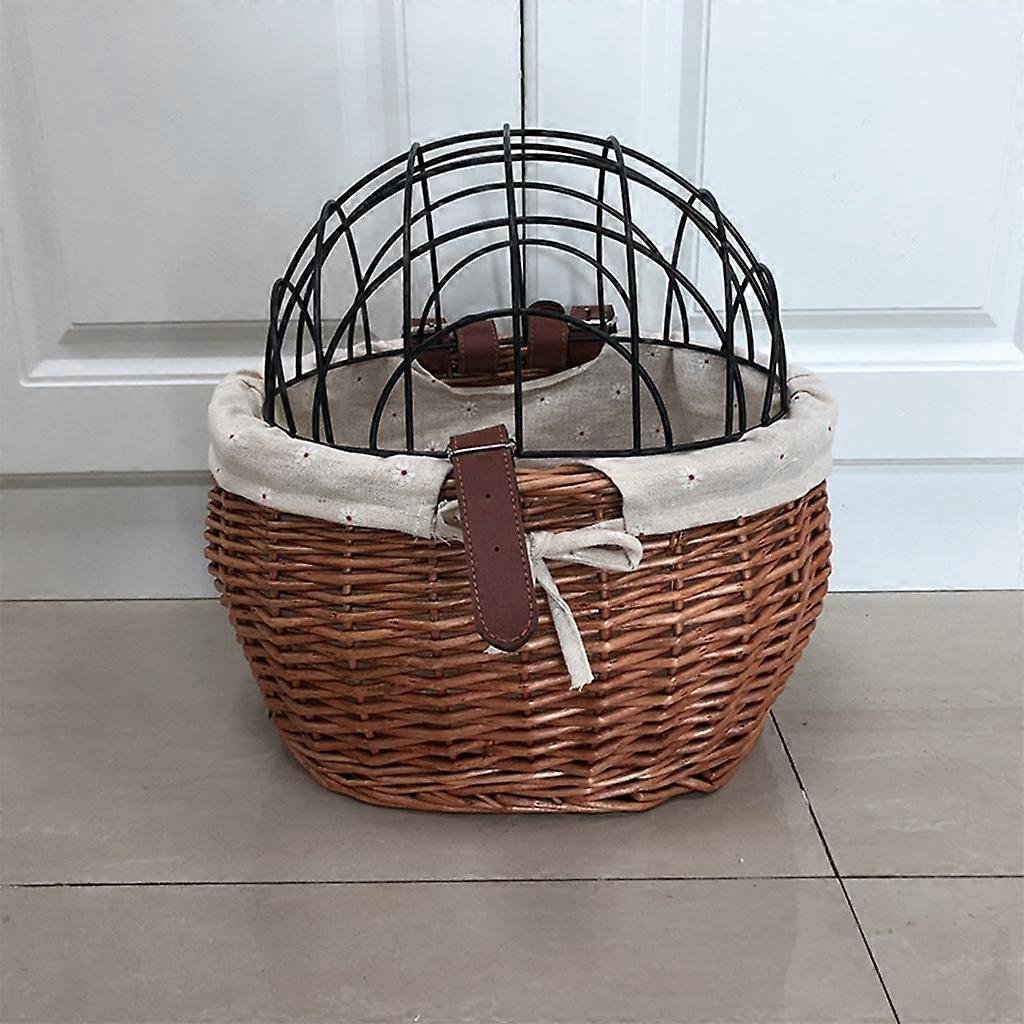 Retro Wicker Bike Basket - Front Handlebar Storage For Bicycles & Folding Bikes