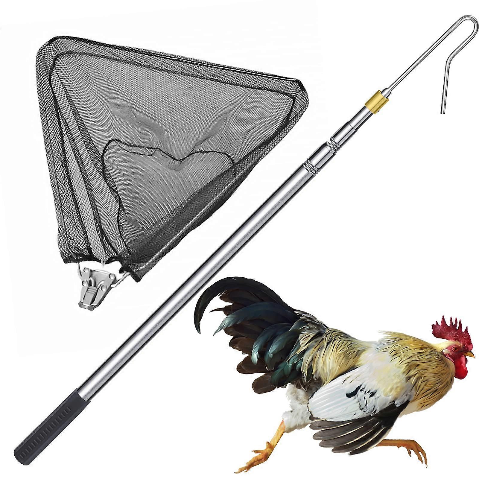 Scalable Chicken Catcher Leg Hook and Catcher Net 2-in-1 Stainless Steel Poultry Hook for Easy Handling